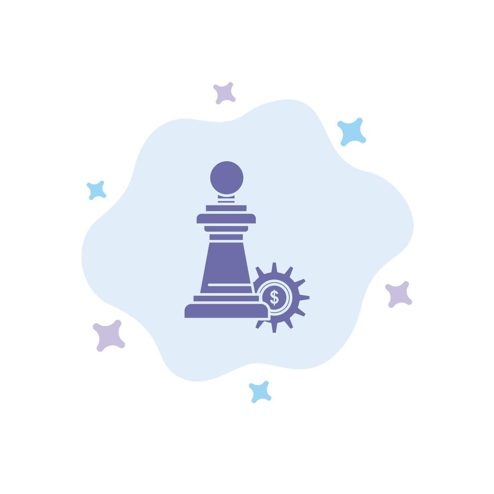 Chess Business Strategy Success Blue Icon on Abstract Cloud Background vector