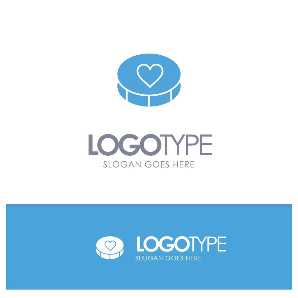 corazón favorito amor ama logotipo sólido azul con lugar para eslogan vector