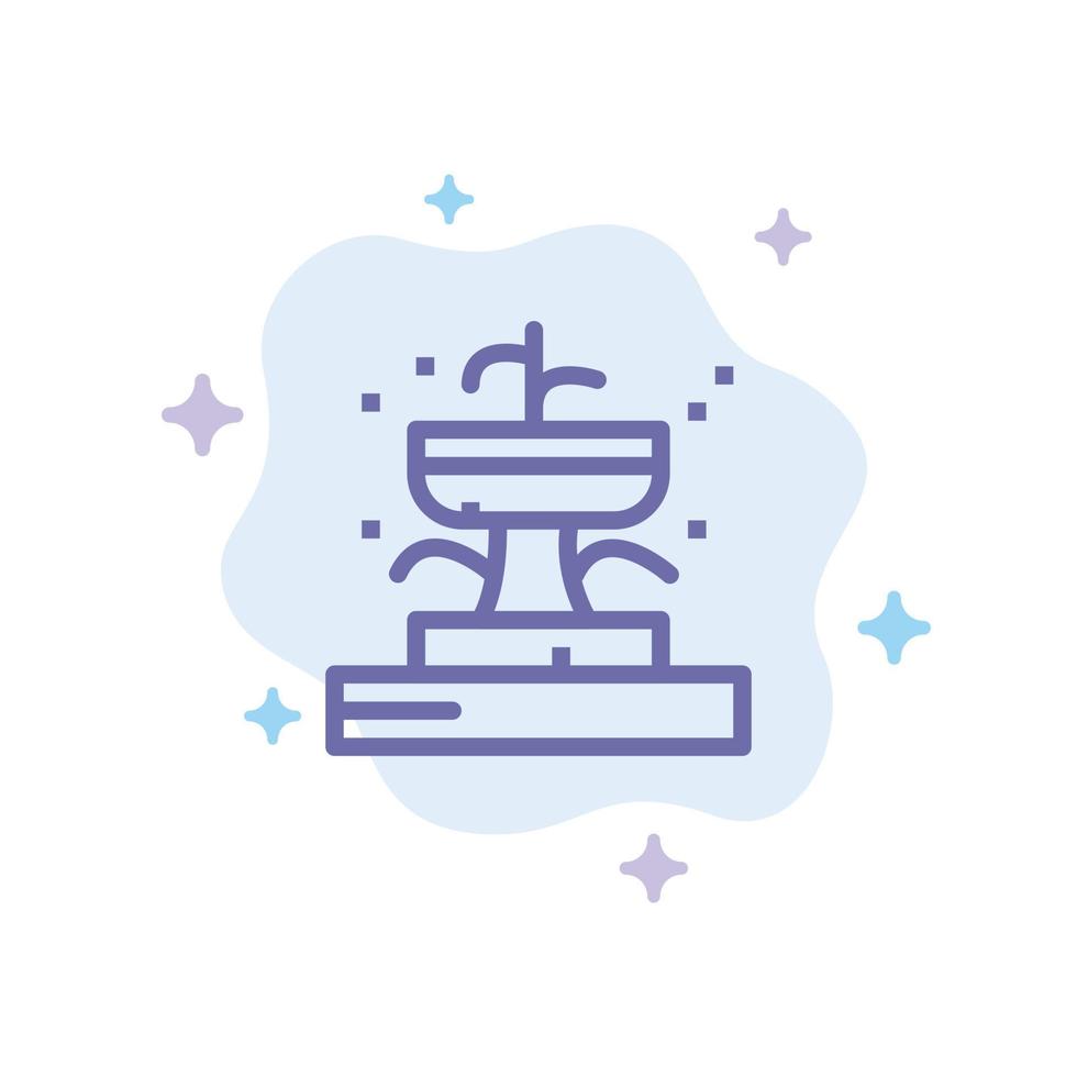 Buildings Fountain Garden Park Blue Icon on Abstract Cloud Background vector