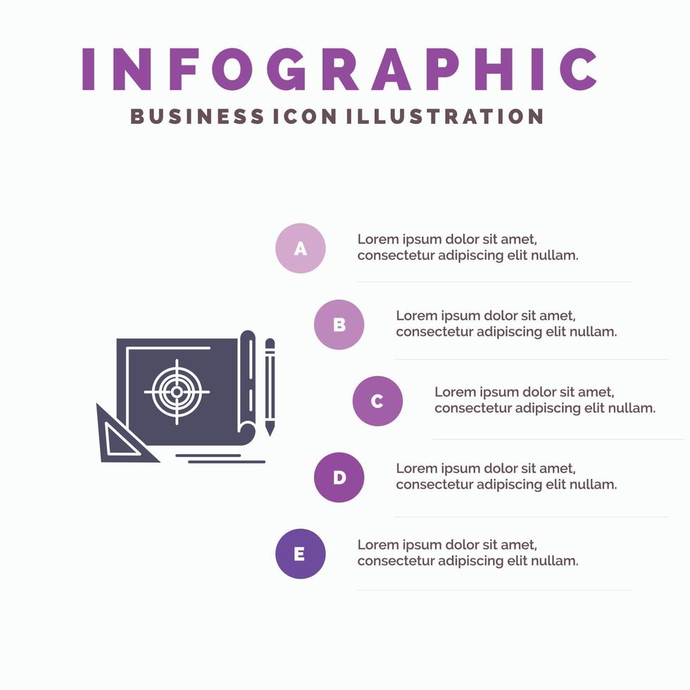 Achievement File File Target Marketing Target Solid Icon Infographics 5 Steps Presentation Backgroun vector