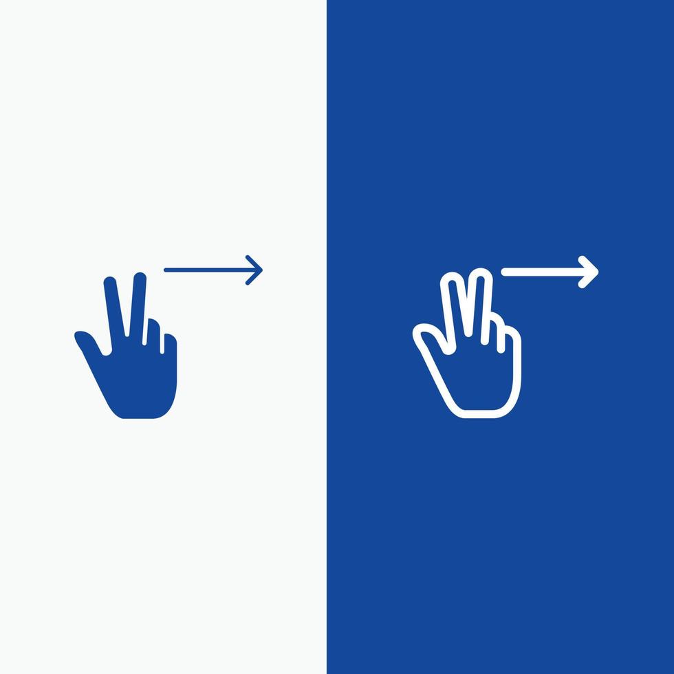 Fingers Gesture Right Line and Glyph Solid icon Blue banner Line and Glyph Solid icon Blue banner vector