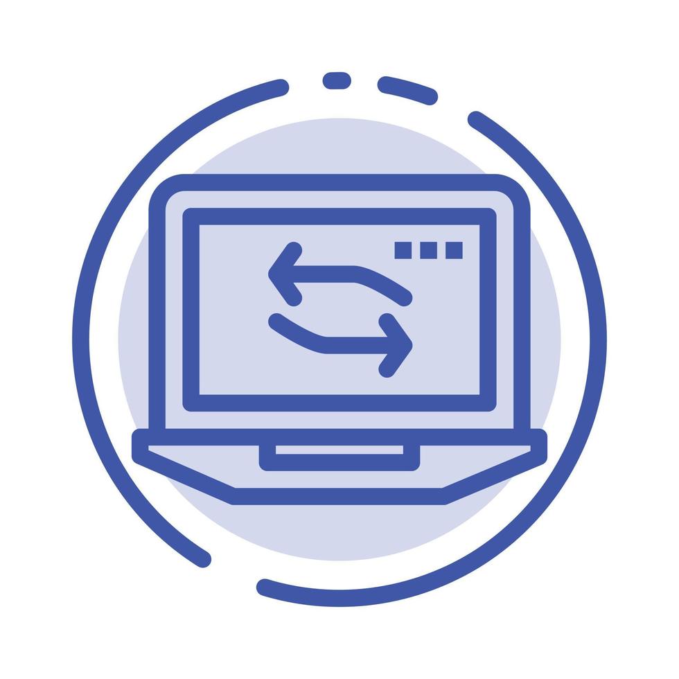 Computer Network Laptop Hardware Blue Dotted Line Line Icon vector