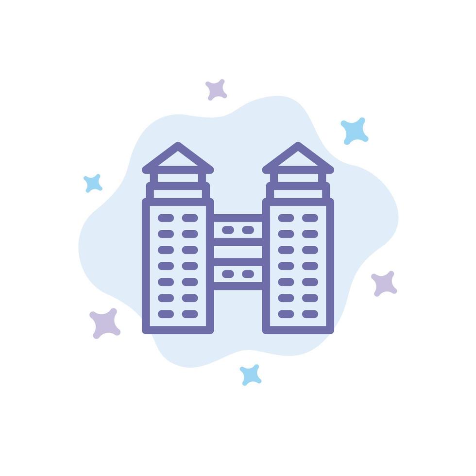 Building City Construction Blue Icon on Abstract Cloud Background vector