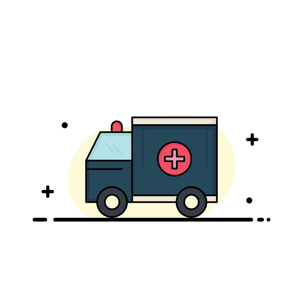 ambulance truck medical help van Flat Color Icon Vector