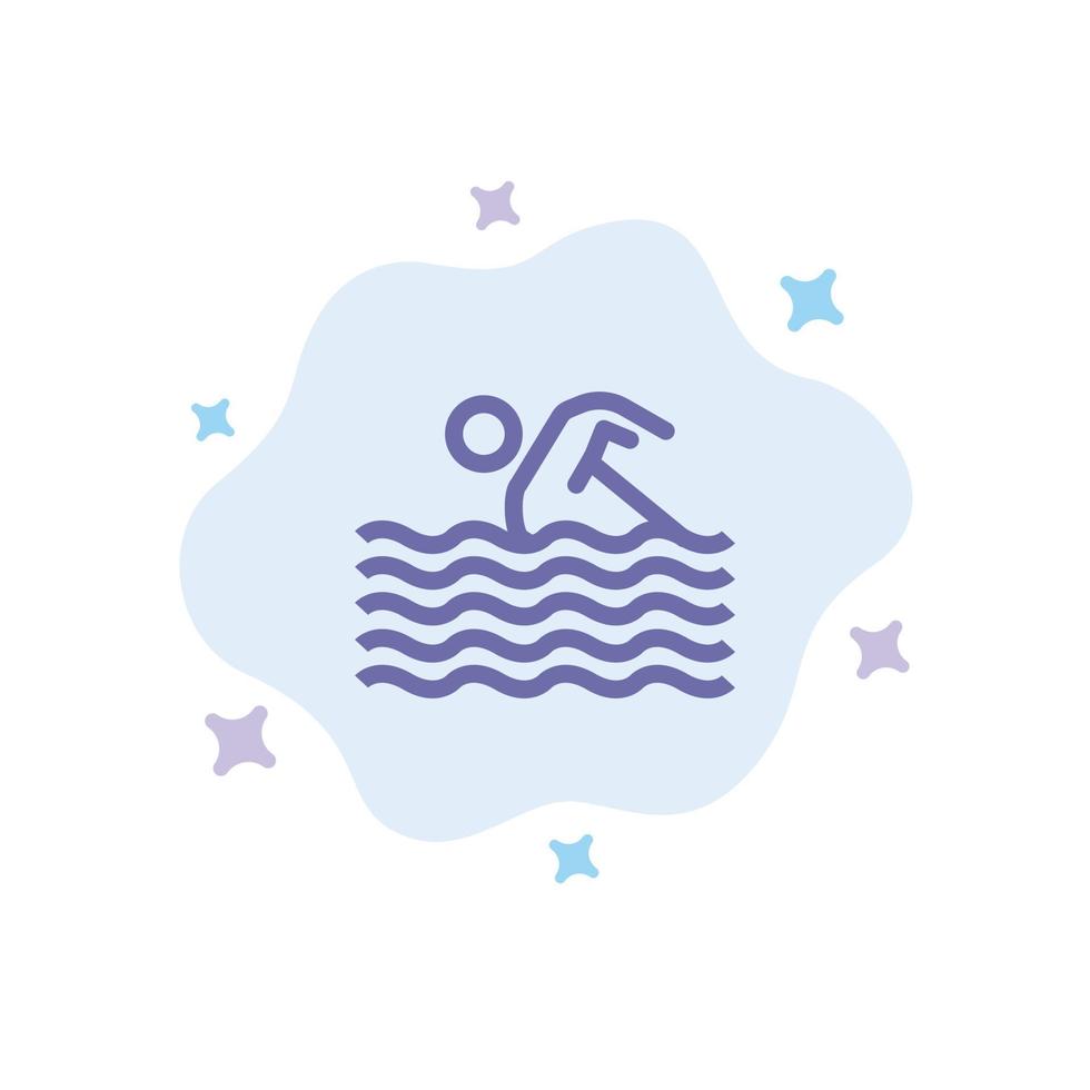 actividad deporte nadar nadar agua icono azul sobre fondo de nube abstracta vector
