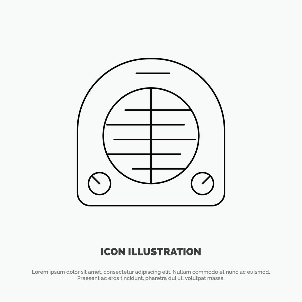 Fan Heater Heating Home Vector Line Icon