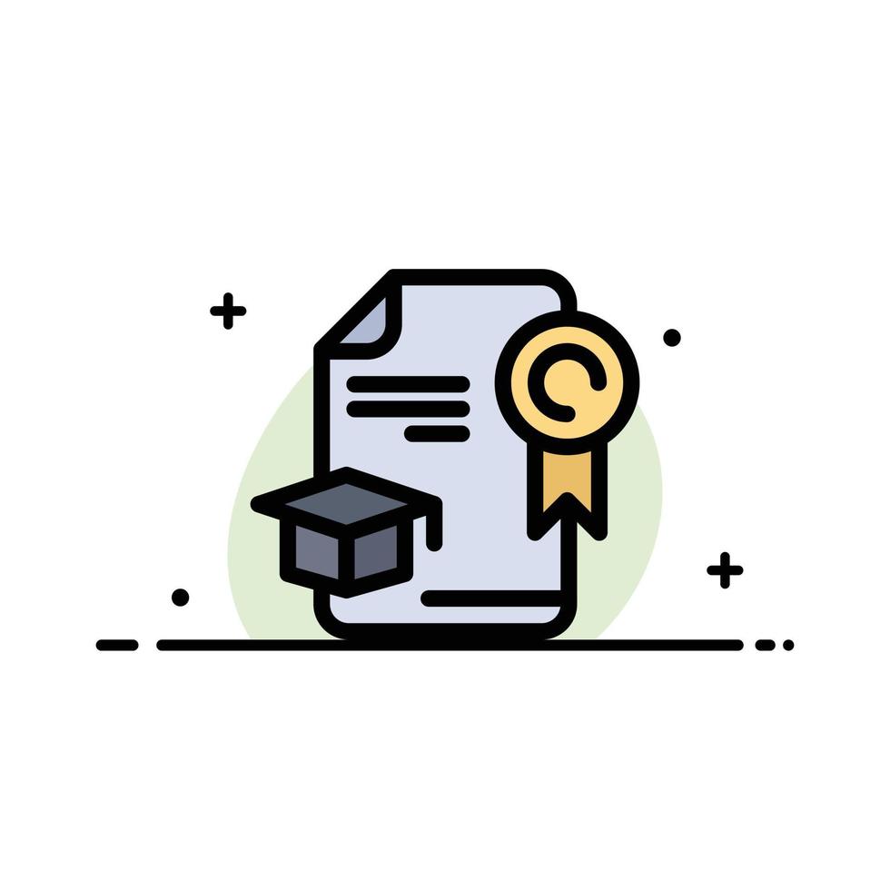 Cap Education Graduation Award Business Flat Line Filled Icon Vector