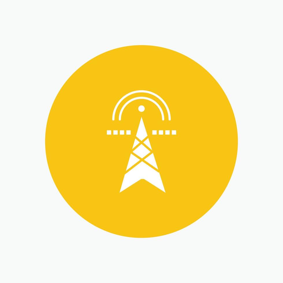 Electric Tower Electricity Power Tower Computing white glyph icon vector