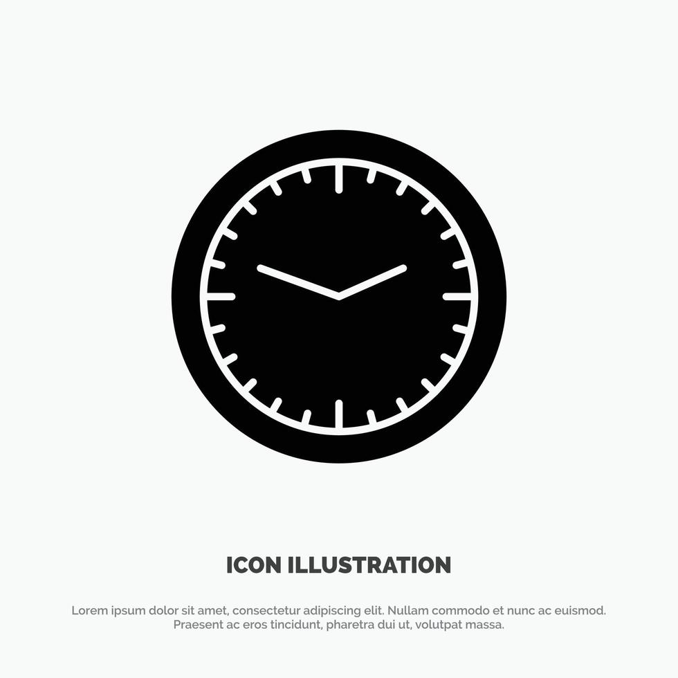 reloj oficina tiempo pared reloj sólido glifo icono vector