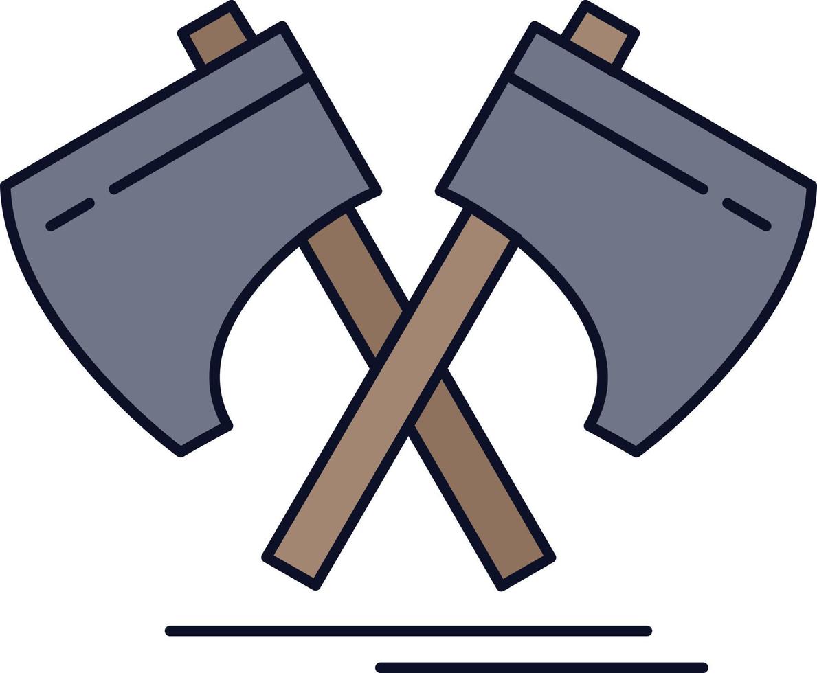 Axe hatchet tool cutter viking Flat Color Icon Vector