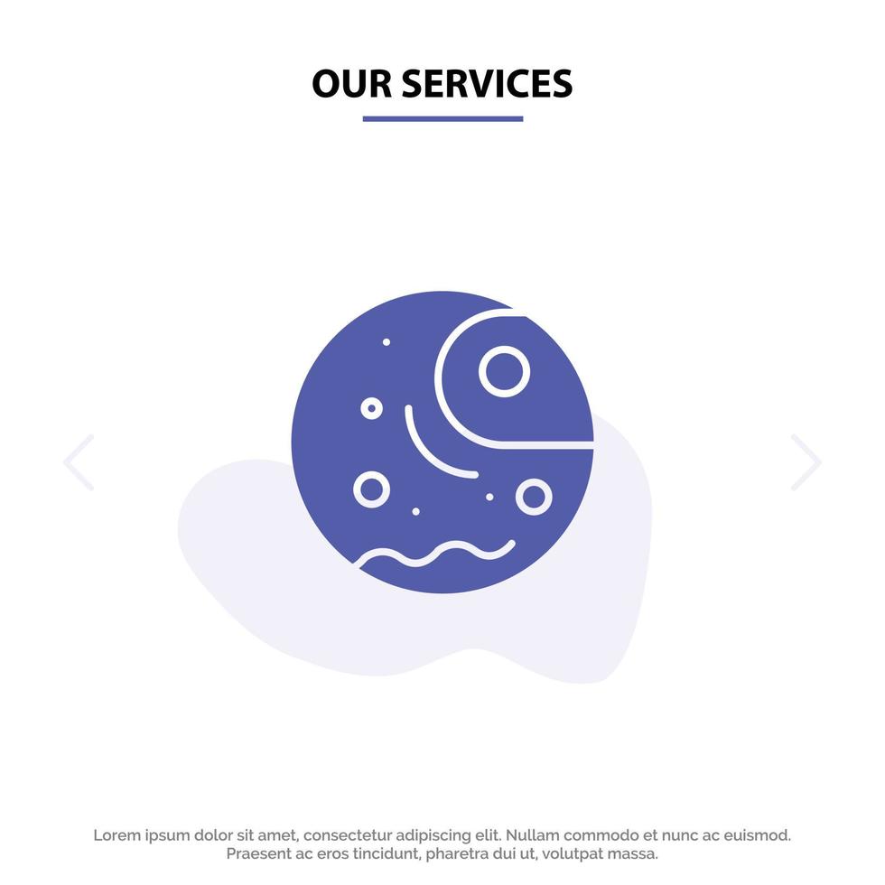 Our Services Distant Gas Giant Planet Solid Glyph Icon Web card Template vector