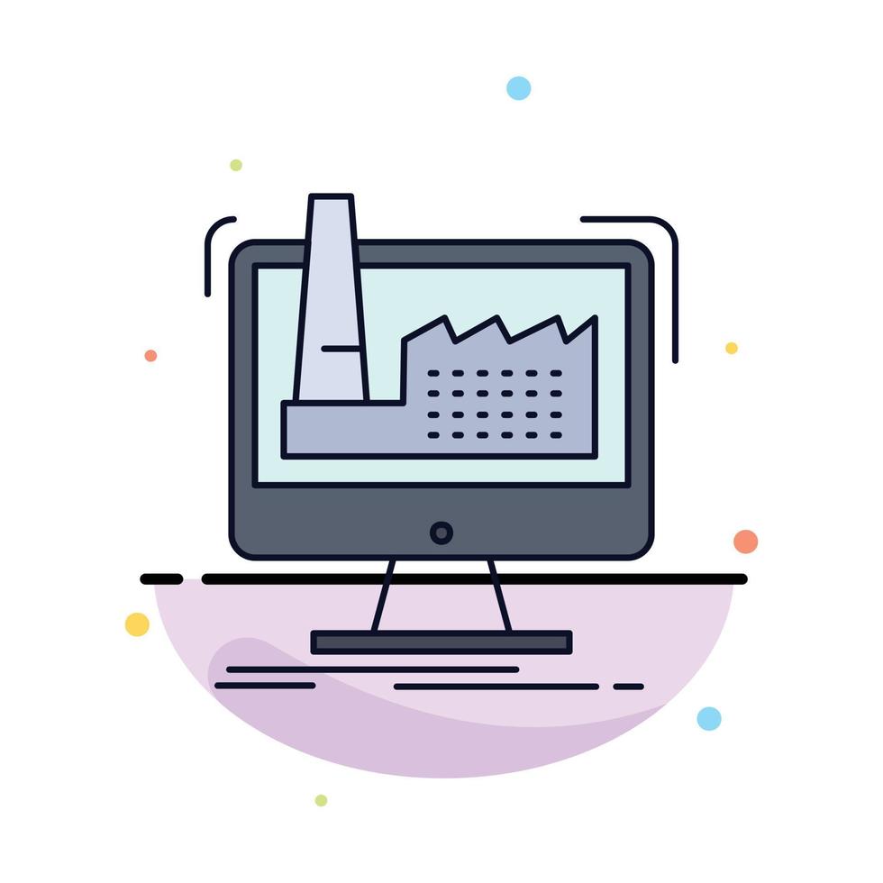 digital factory manufacturing production product Flat Color Icon Vector