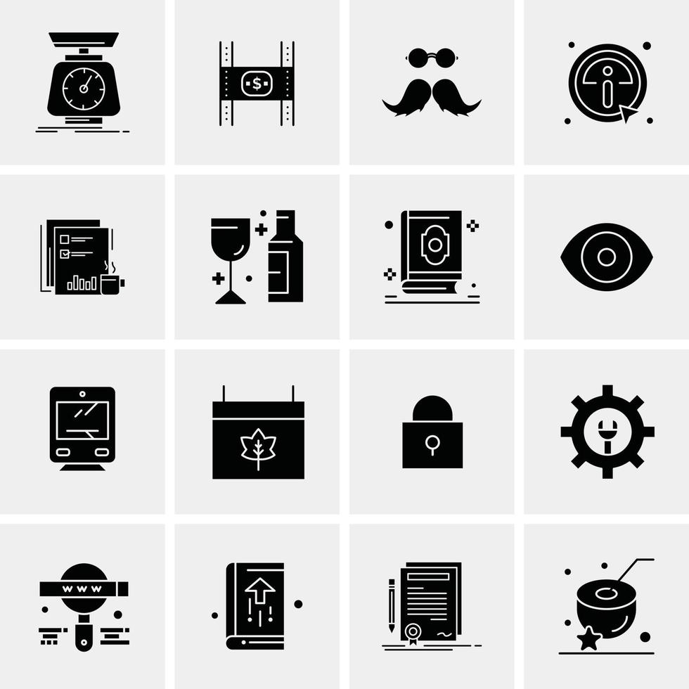 16 iconos de negocios universales vector ilustración de icono creativo para usar en proyectos relacionados con la web y dispositivos móviles