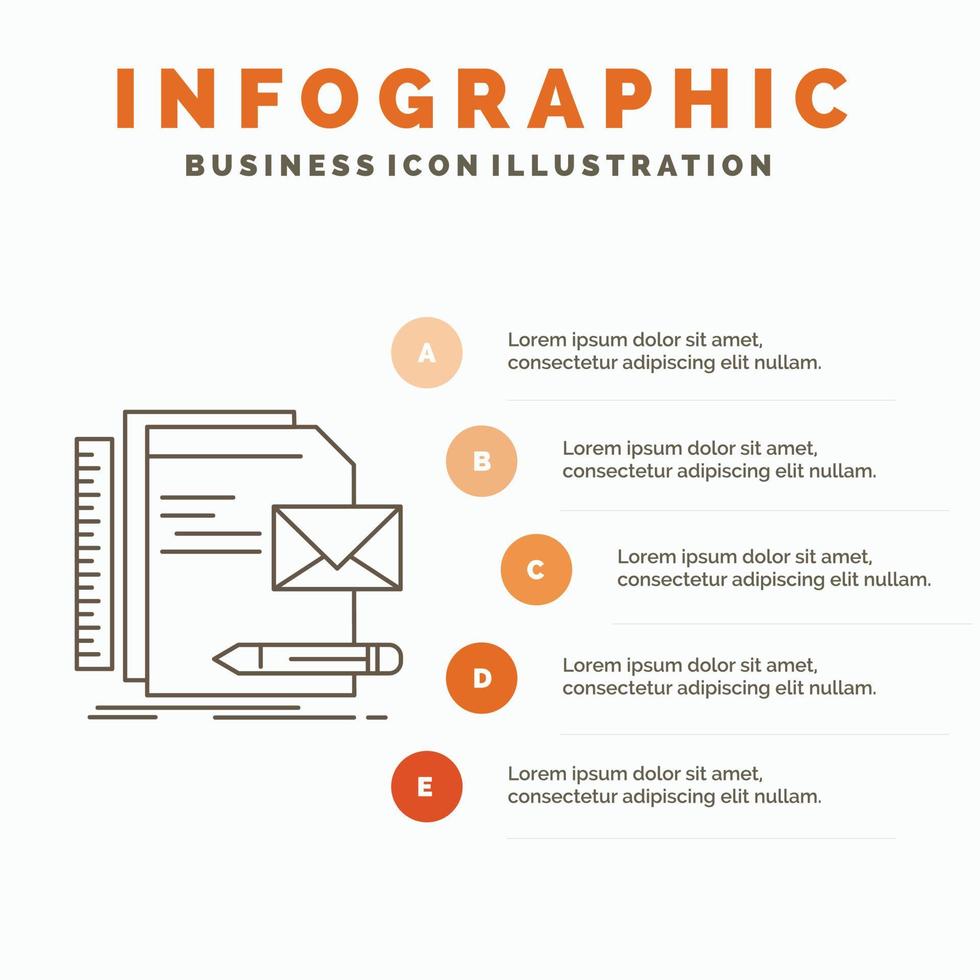Brand. company. identity. letter. presentation Infographics Template for Website and Presentation. Line Gray icon with Orange infographic style vector illustration