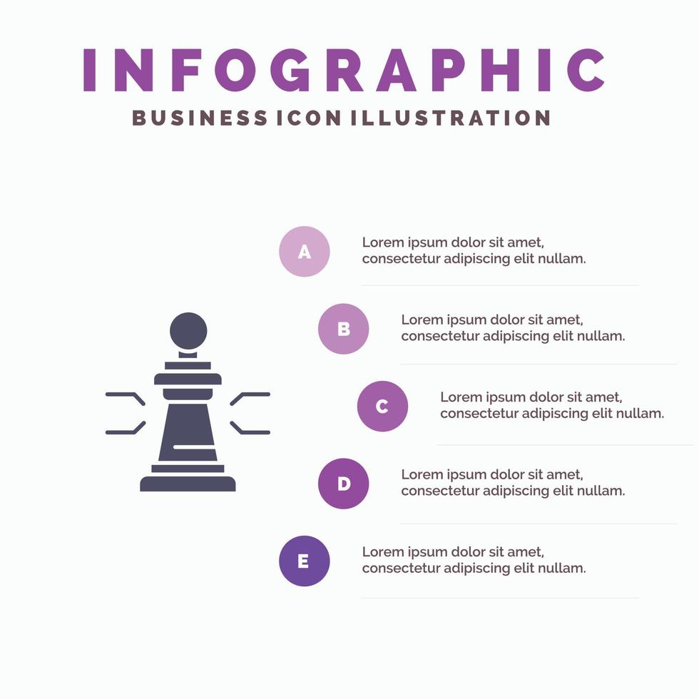 Chess Advantage Business Figures Game Strategy Tactic Solid Icon Infographics 5 Steps Presentation B vector