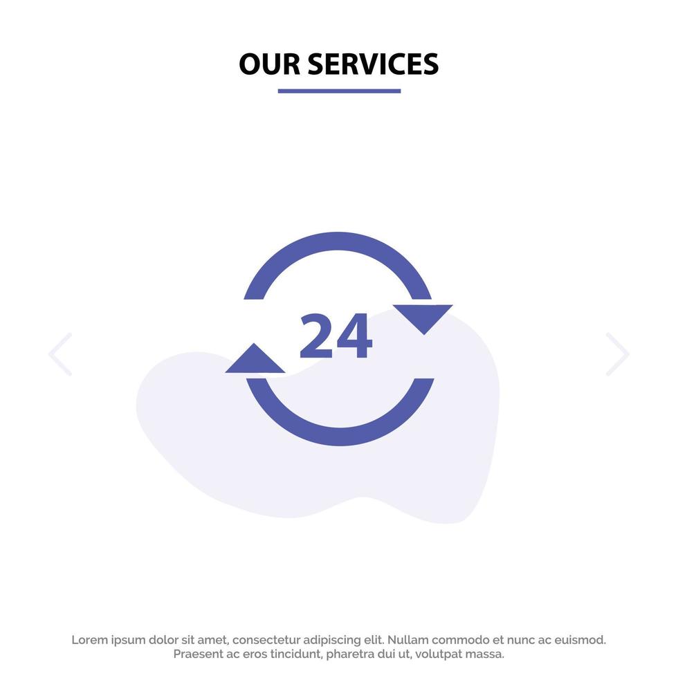 Our Services Concierge Hotel None Round The Clock Service Stop Solid Glyph Icon Web card Template vector