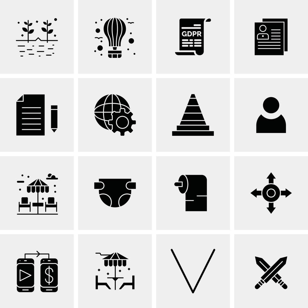 16 iconos universales de negocios vector ilustración de icono creativo para usar en proyectos relacionados con la web y dispositivos móviles