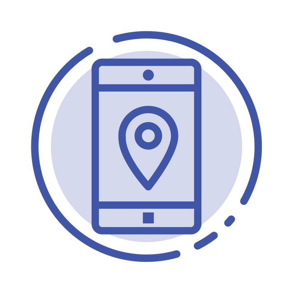 Application Mobile Mobile Application Location Map Blue Dotted Line Line Icon vector