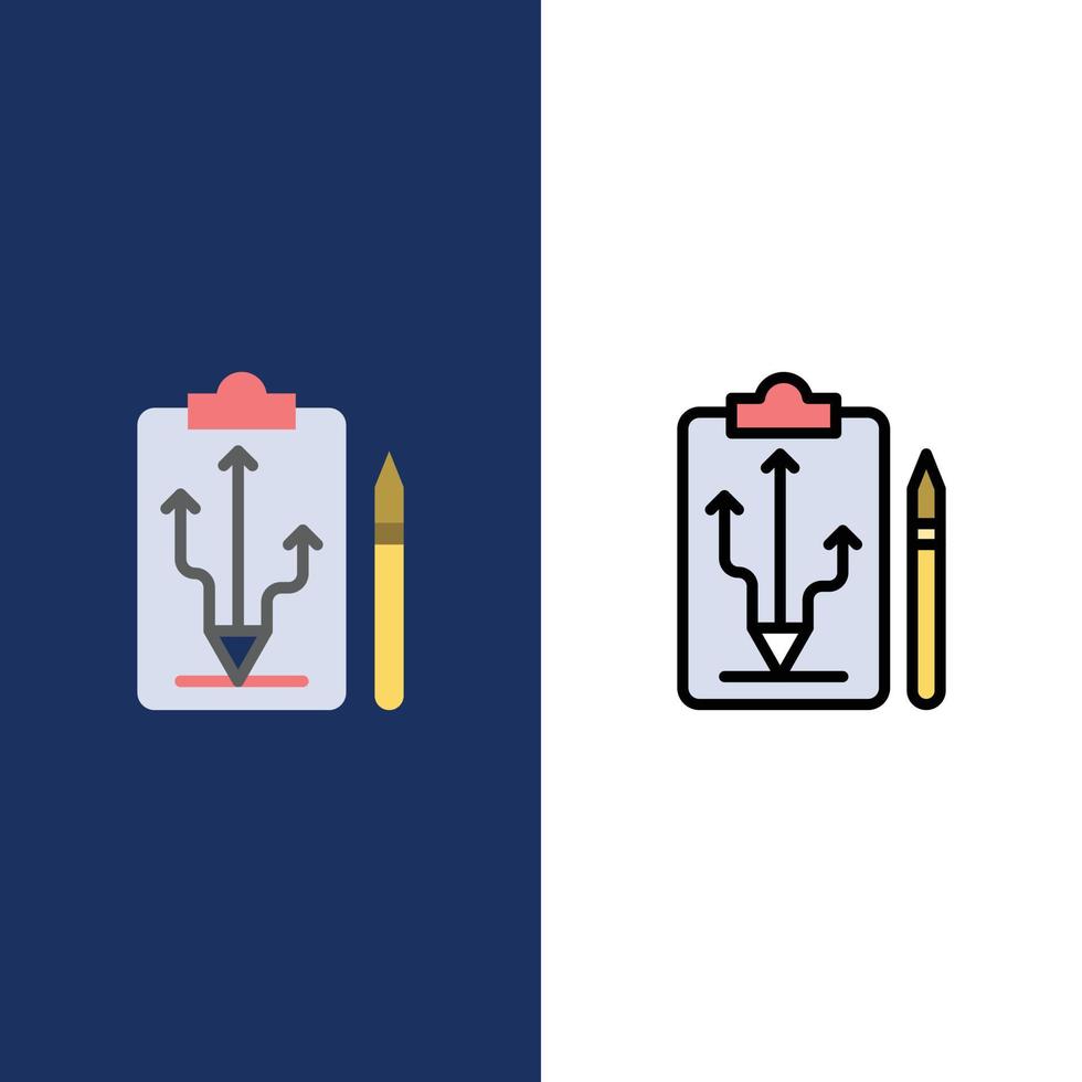 Head Plan Strategy Tactics Think  Icons Flat and Line Filled Icon Set Vector Blue Background