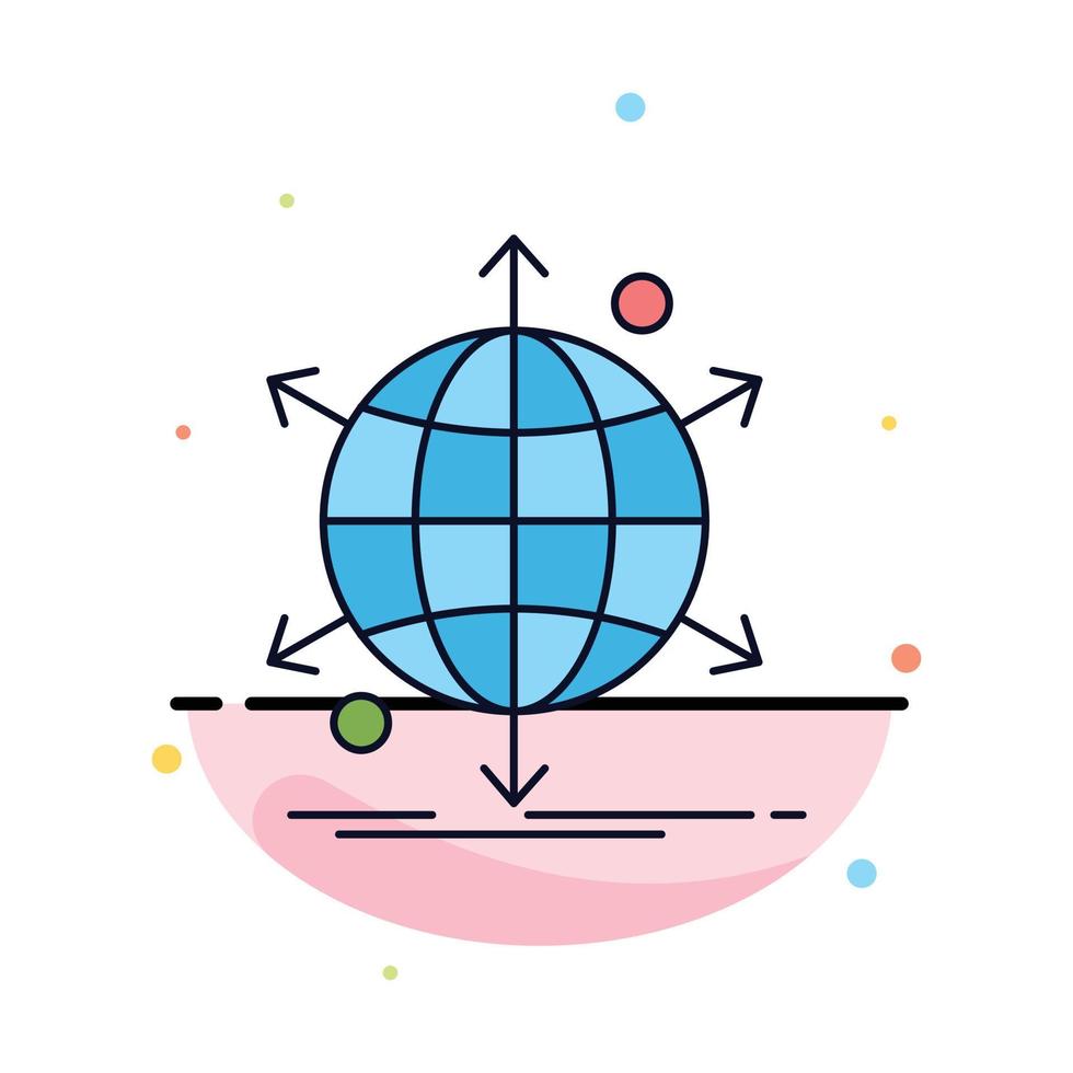 vector de icono de color plano web de red internacional de negocios