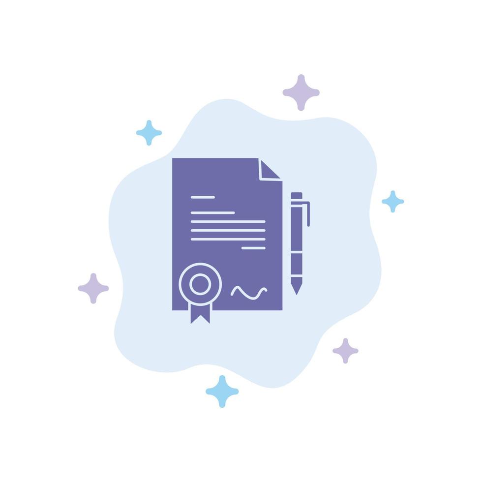 Agreement Certificate Done Deal Blue Icon on Abstract Cloud Background vector