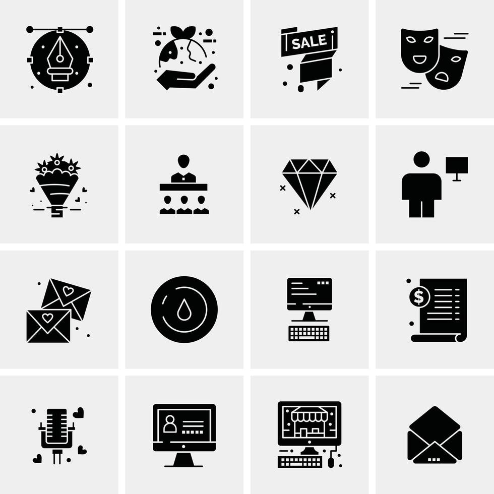 16 iconos de negocios universales vector ilustración de icono creativo para usar en proyectos relacionados con la web y dispositivos móviles