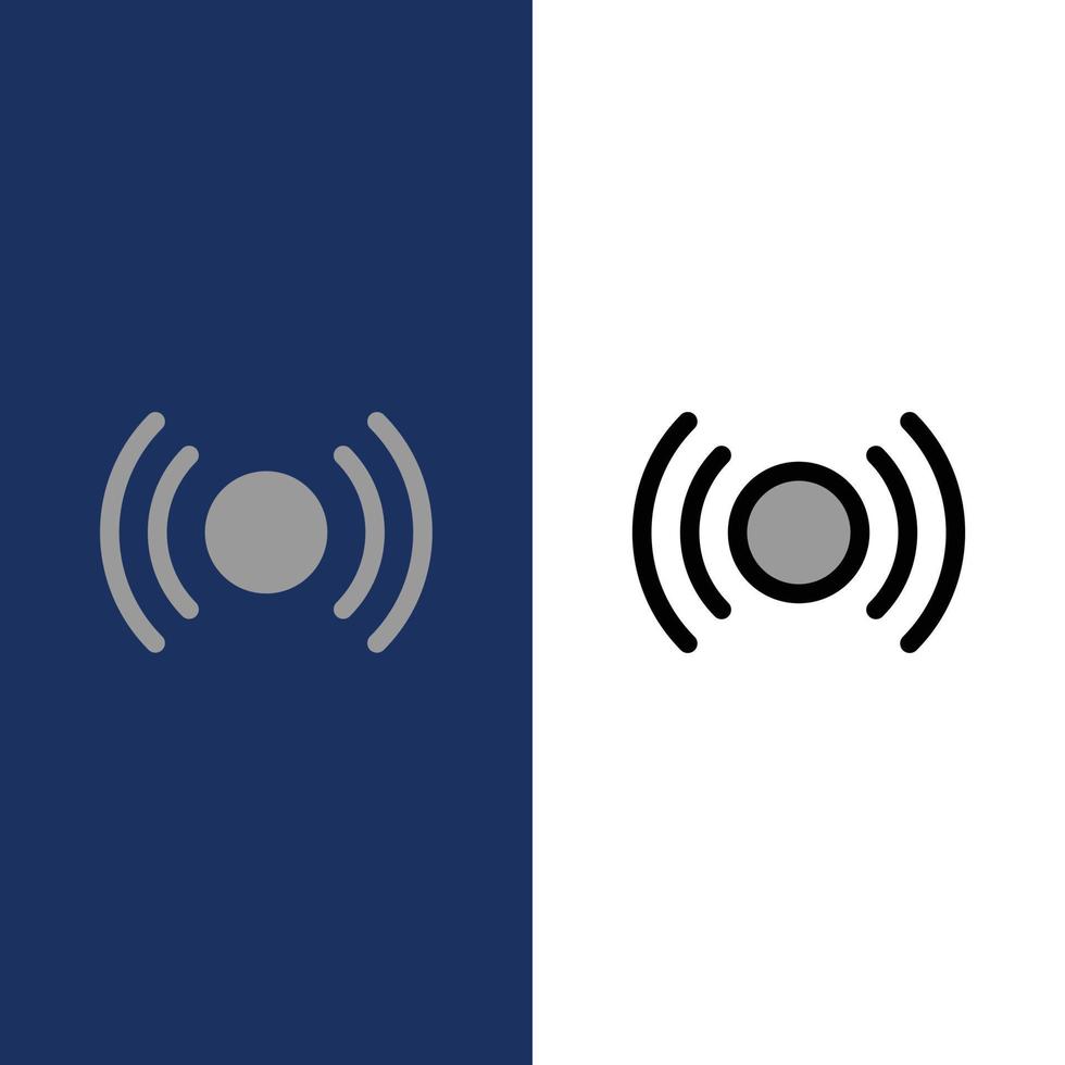 Basic Essential Signal Ui Ux  Icons Flat and Line Filled Icon Set Vector Blue Background