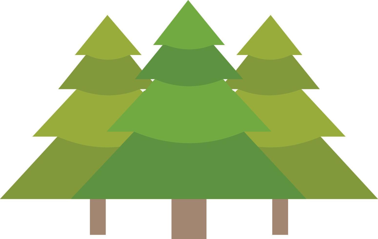 bosque camping selva árbol pinos color plano icono vector