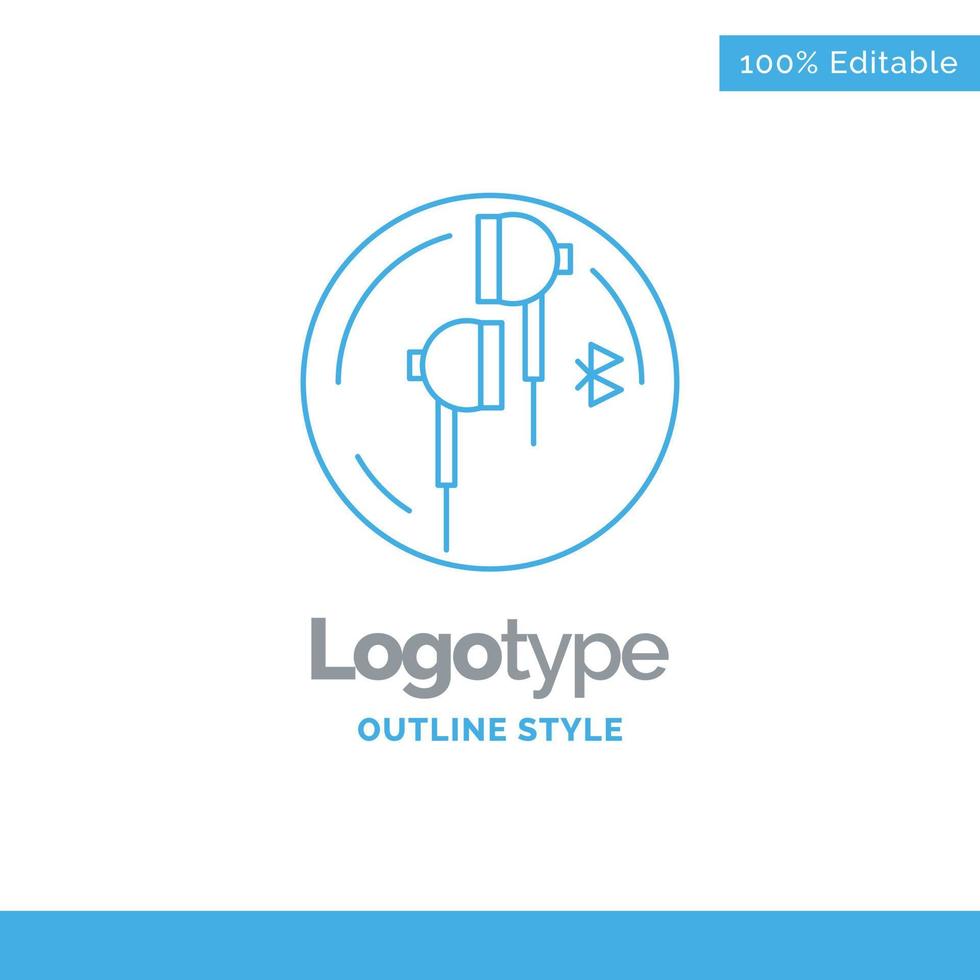 Blue Logo design for Headphone vector