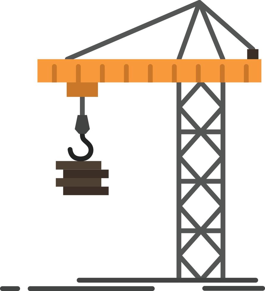 Crane Building Construction Constructing Tower  Flat Color Icon Vector icon banner Template