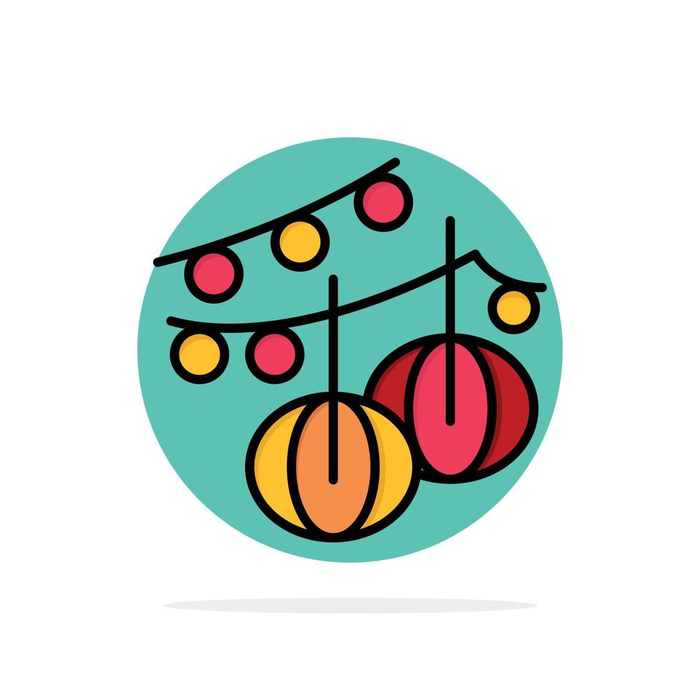 decoración bolas colgando linterna círculo abstracto fondo color plano icono vector