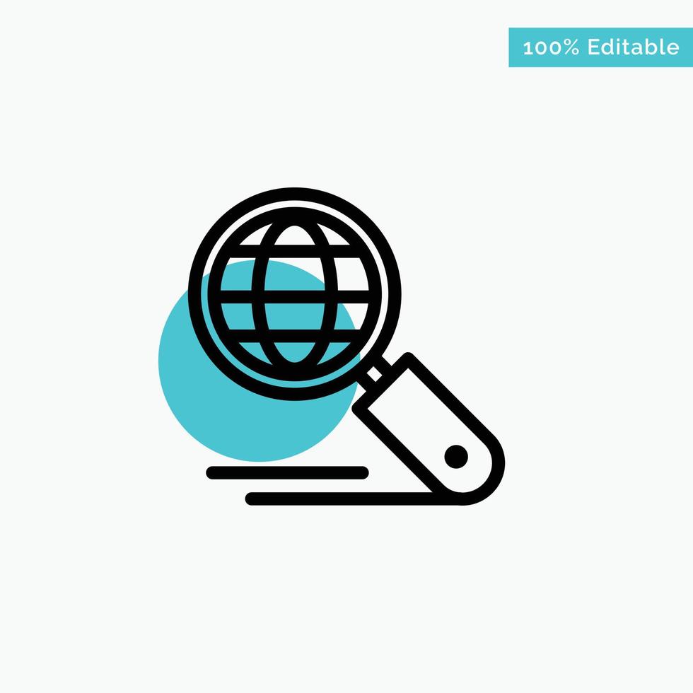 Globe Internet Search Seo turquoise highlight circle point Vector icon