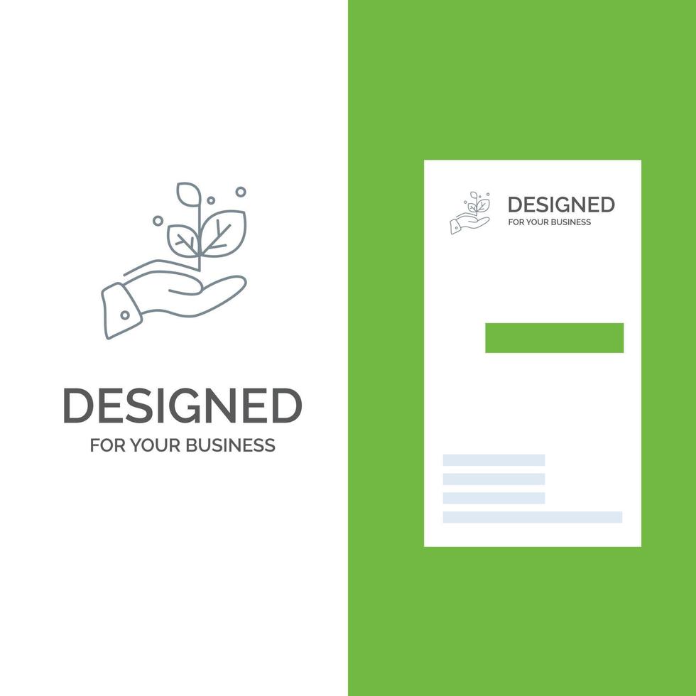 Growth Grow Hand Success Grey Logo Design and Business Card Template vector