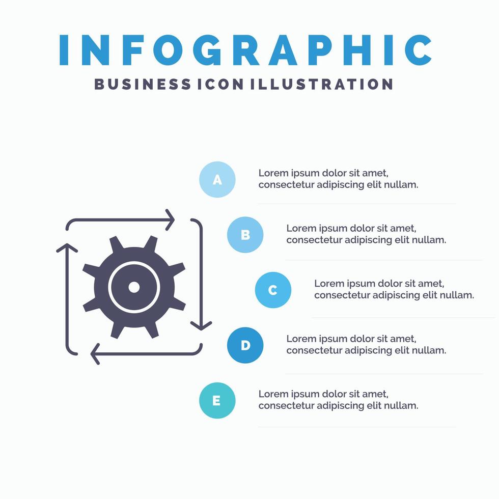 Workflow Automation Development Flow Operation Solid Icon Infographics 5 Steps Presentation Backgrou vector