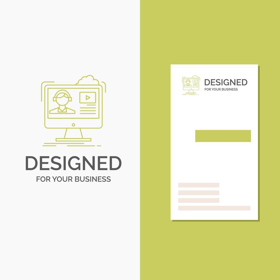 Business Logo for tutorials. video. media. online. education. Vertical Green Business .Visiting Card template. Creative background vector illustration