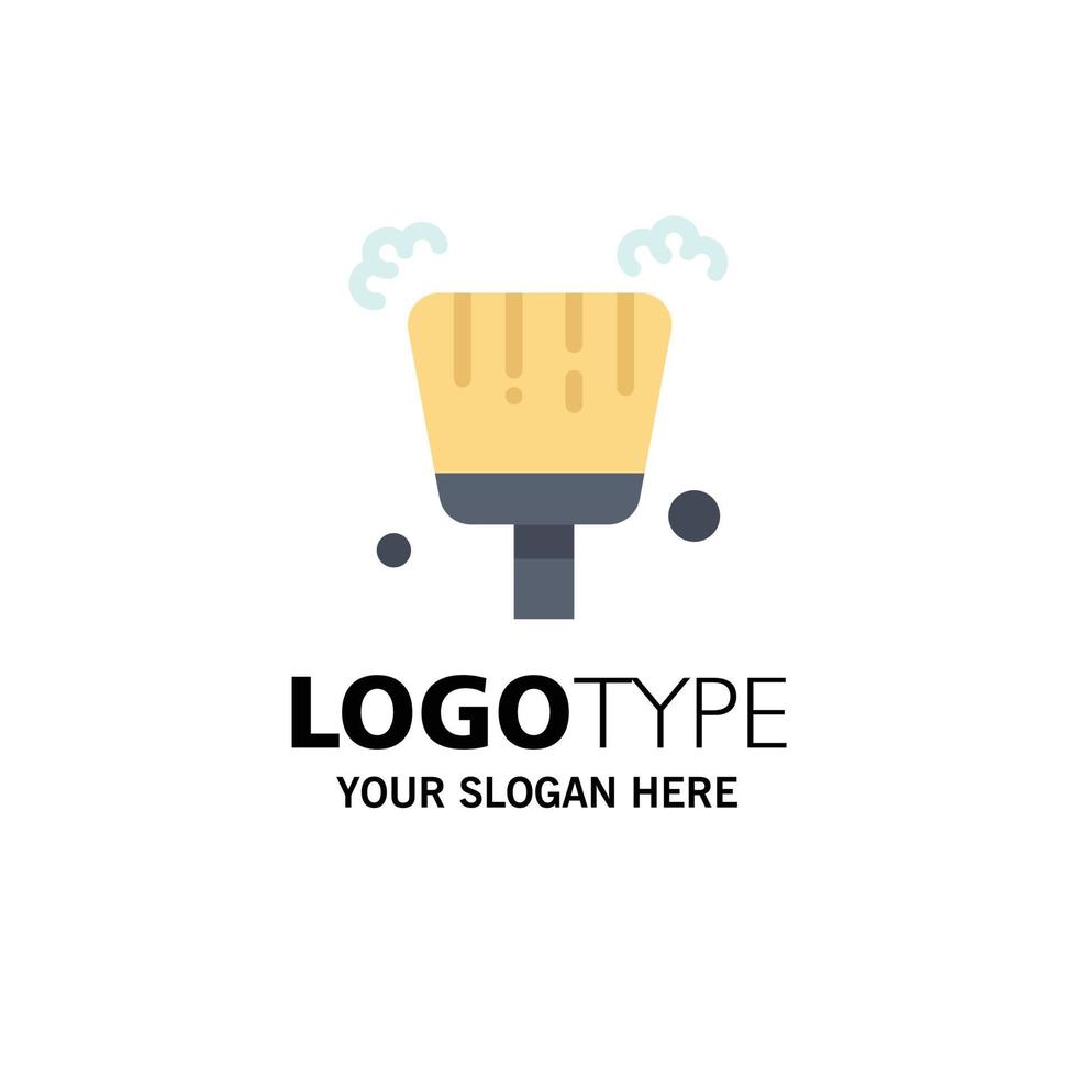 Broom Dustpan Sweep Business Logo Template Flat Color vector