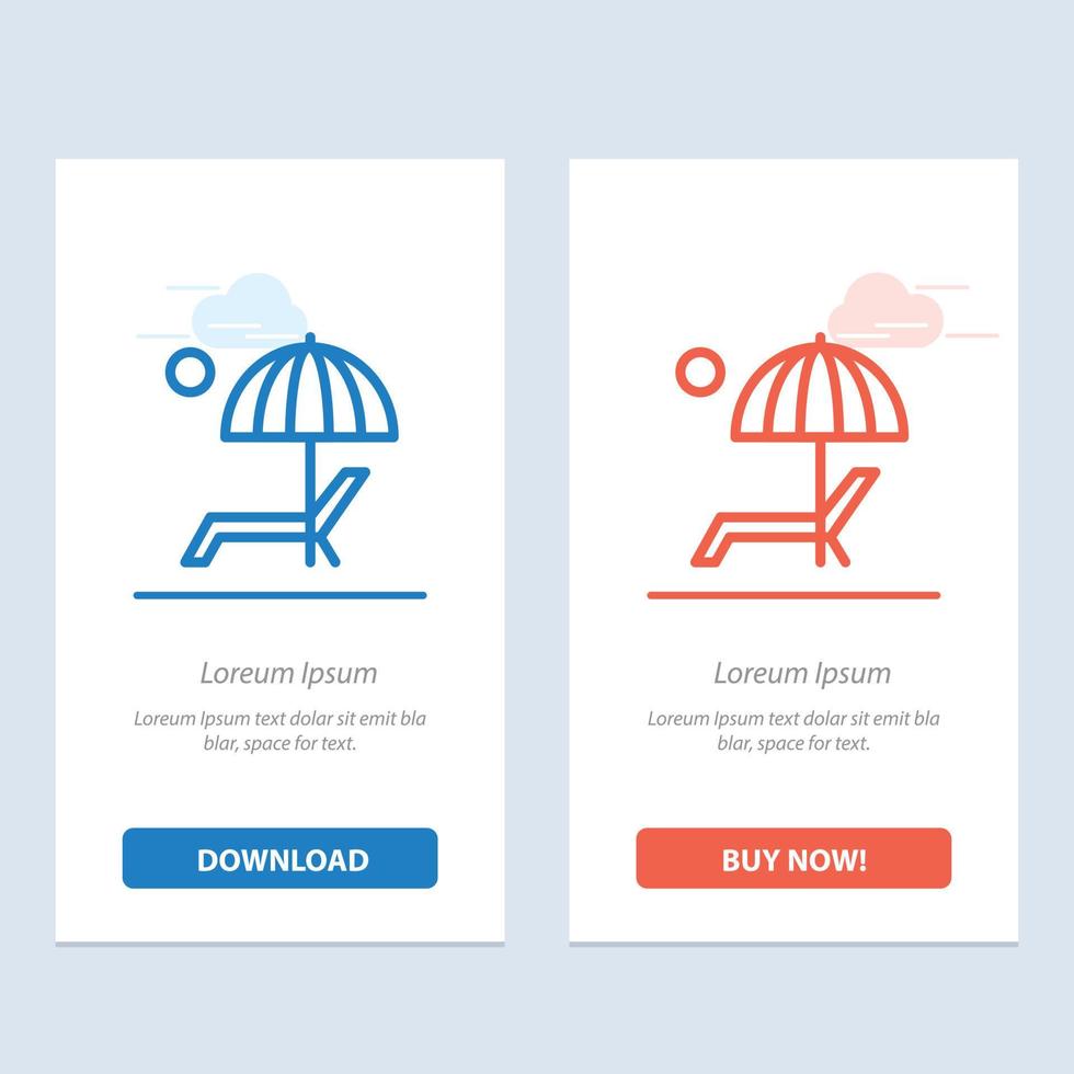 Beach Umbrella Bench Enjoy Summer  Blue and Red Download and Buy Now web Widget Card Template vector