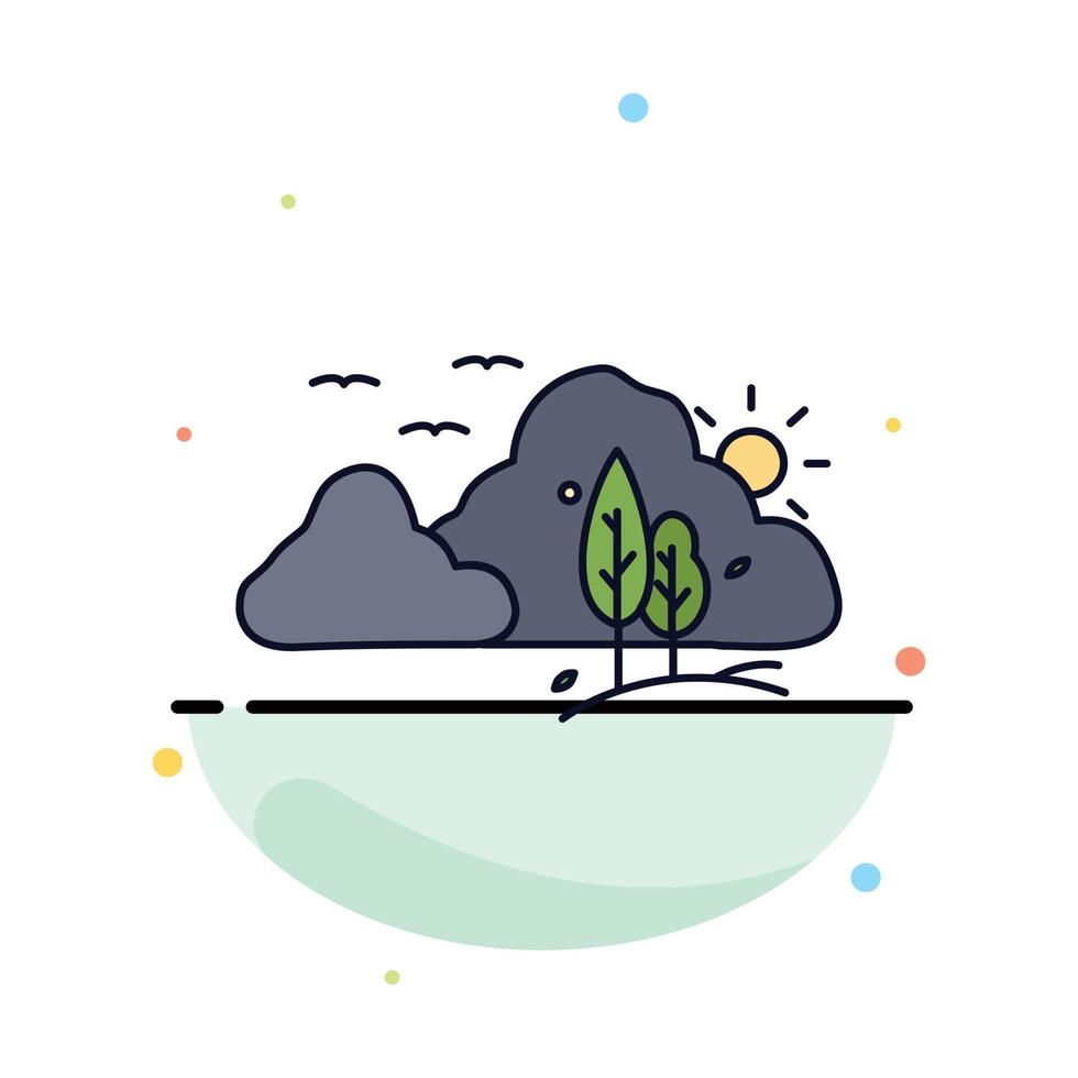 mountain landscape hill nature tree Flat Color Icon Vector