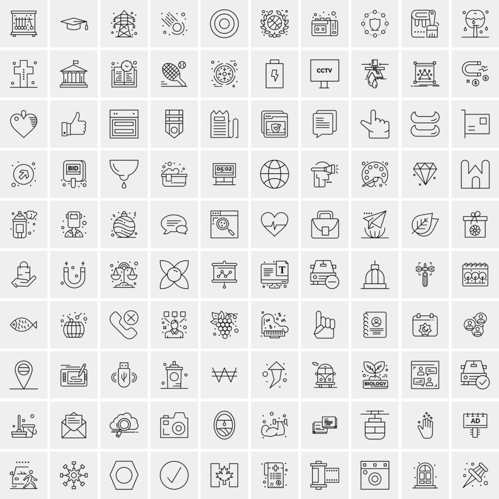 Pack of 100 Universal Line Icons for Mobile and Web vector