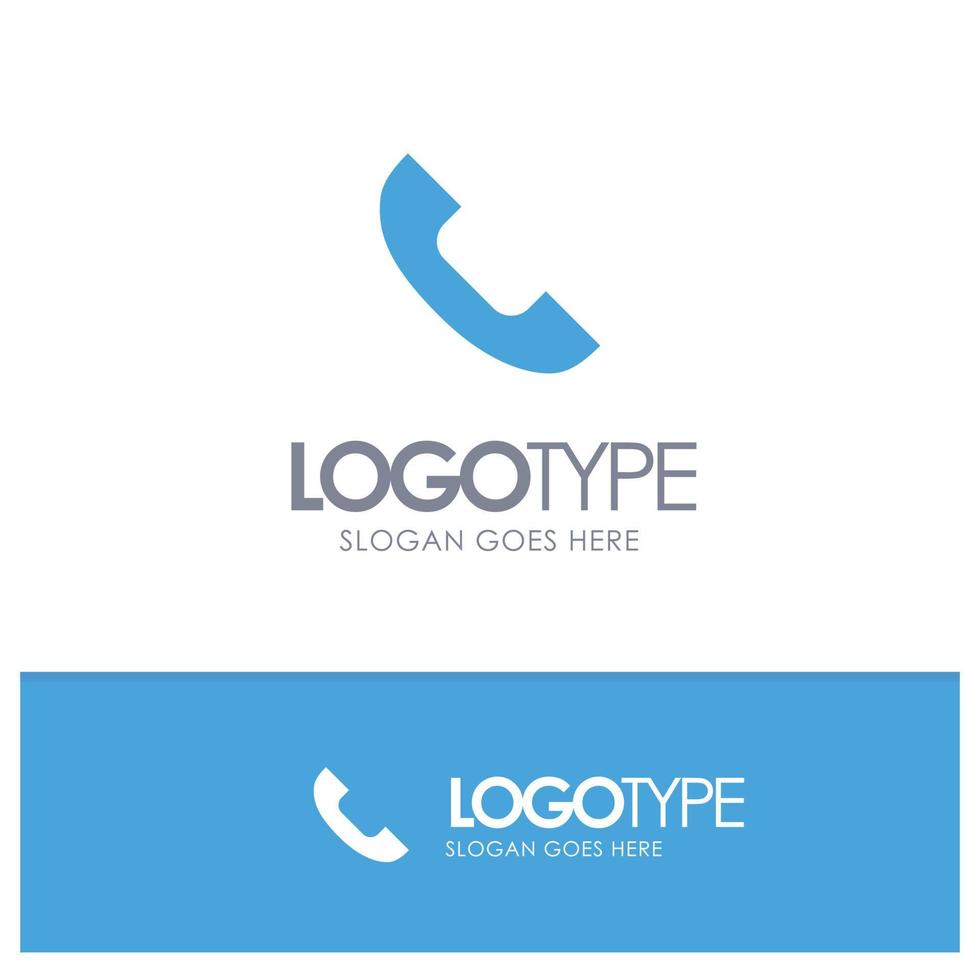 Call Phone Telephone Mobile Blue Solid Logo with place for tagline vector