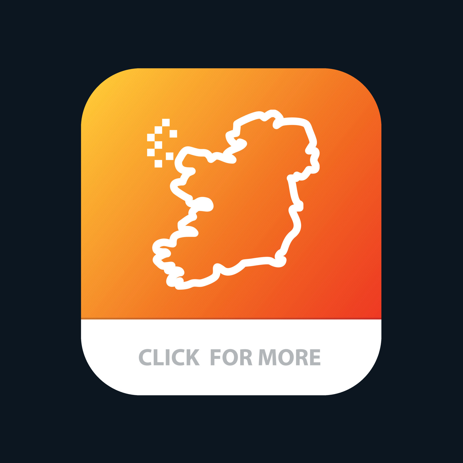 World Map Ireland Mobile App Button Android And IOS Line Version 