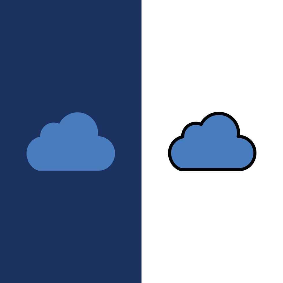 Cloud Data Storage Cloudy  Icons Flat and Line Filled Icon Set Vector Blue Background