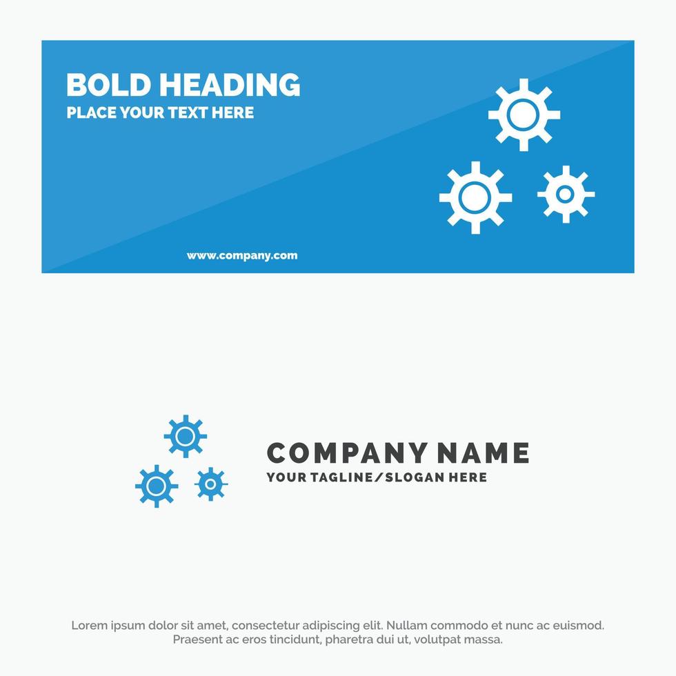 Configuration Gears Preferences Service SOlid Icon Website Banner and Business Logo Template vector