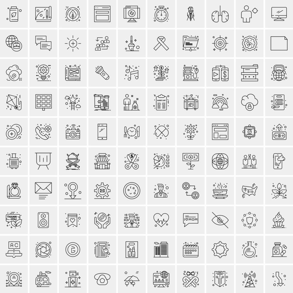 Pack of 100 Universal Line Icons for Mobile and Web vector