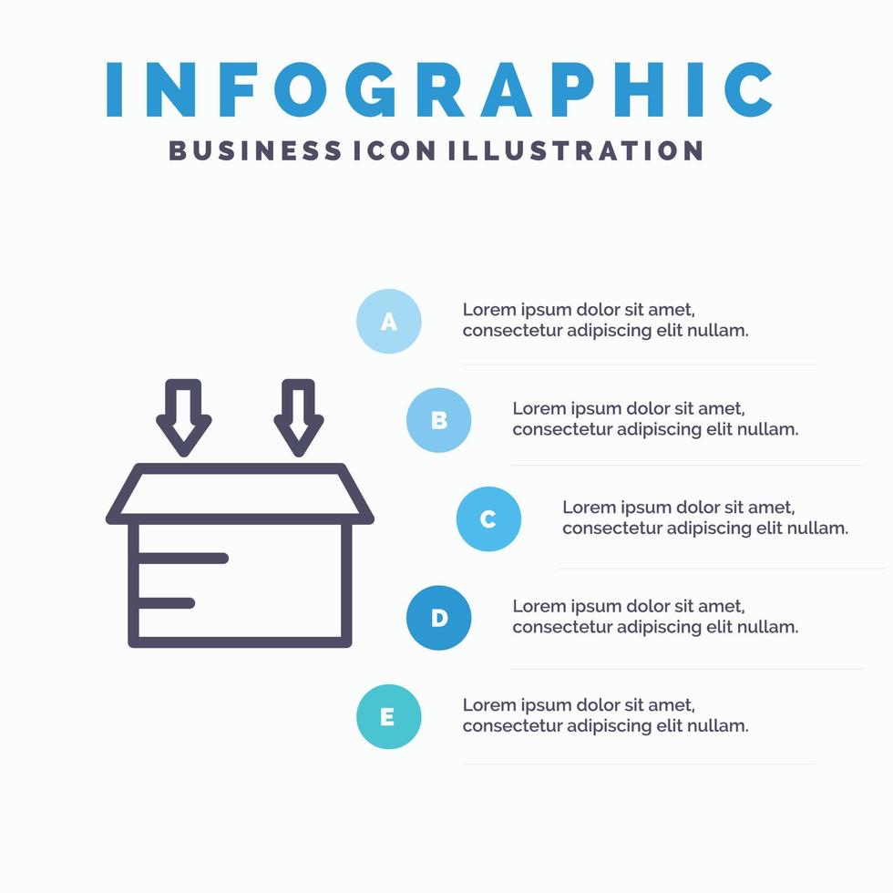 Box Logistic Open Line icon with 5 steps presentation infographics Background vector