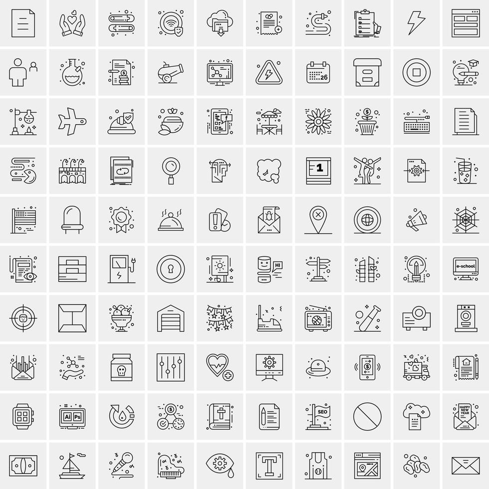 Pack of 100 Universal Line Icons for Mobile and Web vector