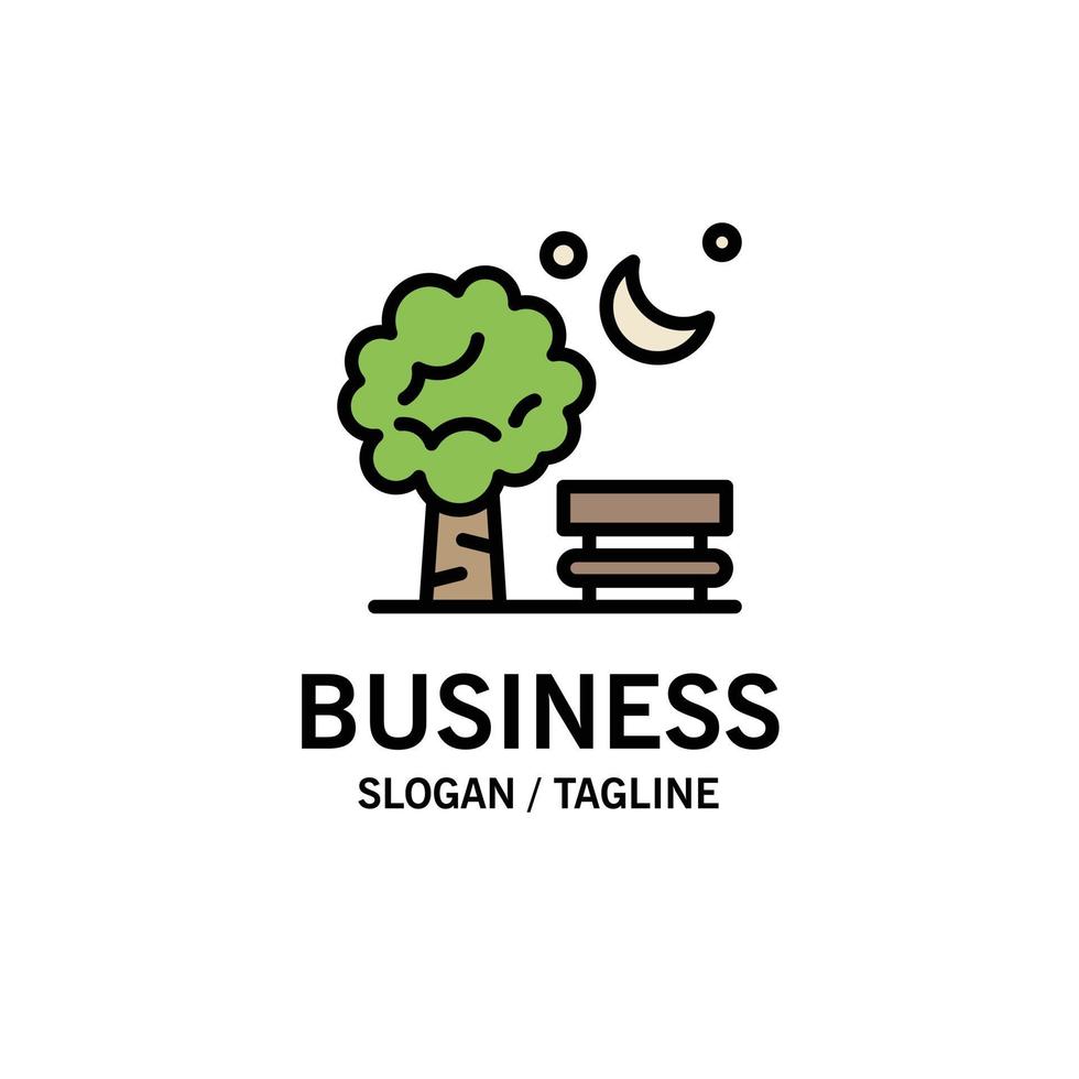Bench Chair Park Spring Balloon Business Logo Template Flat Color vector