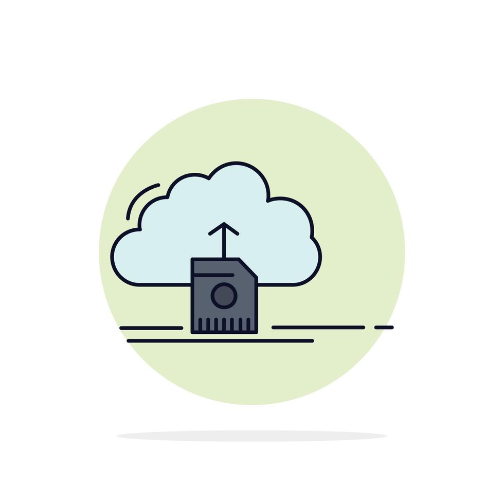 cloud upload save data computing Flat Color Icon Vector