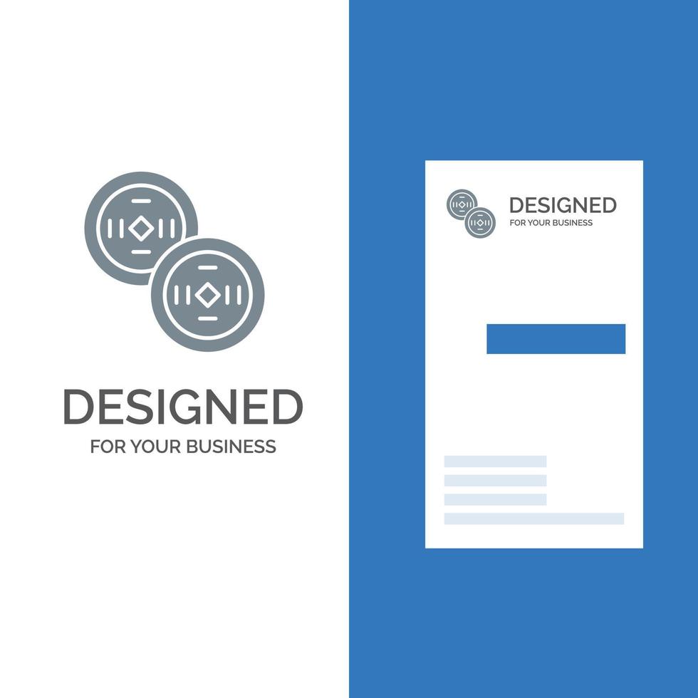 Coins China Chinese Grey Logo Design and Business Card Template vector