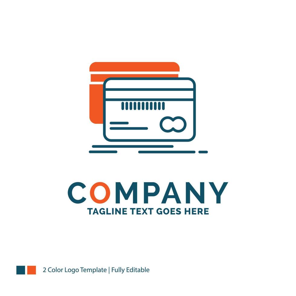 Banking. card. credit. debit. finance Logo Design. Blue and Orange Brand Name Design. Place for Tagline. Business Logo template. vector